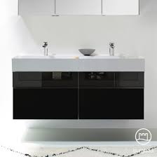 Where you can store all your accessories. Burgbad Yumo Double Washbasin With Vanity Unit With 4 Pull Out Compartments Front Black High Gloss Bronze Corpus Black High Gloss Wb White Velvet Sfkm132f3195c0037 Reuter