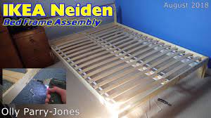 Also, the bed frame is high enough so you can place storage boxes underneath. Ikea Neiden Bed Frame Assembly Youtube