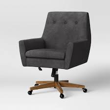 The plush chair features wash wood base with metal casters allowing you to easily move around your workspace. Cranford Wood Base Armed Office Chair With Casters Gray Project 62 Target