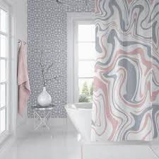 Pink Gray White Holmby Shower Curtain Pink Shower Curtains Gray Shower Curtains Pink Bathroom Decor