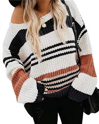 Autumn comes, the summer is past, winter will come too soon. Zesica Women S Long Sleeve Crew Neck Striped Color Block Casual Loose Knitted Pullover Sweater Tops At Amazon Women S Clothing Store