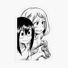 Black And White Manga Stickers Tsuyu Asui And Uraraka Ochaco Sticker Transparent Sticker By Zoeygold13 In 2020 Cute Stickers Anime Stickers Black And White Stickers