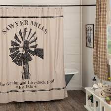 Sawyer Mill Charcoal Windmill Shower Curtain Accessorize Your Bathroom With Farmhouse Bathroom Accessories Farmhouse Shower Curtain Farmhouse Bathroom Decor