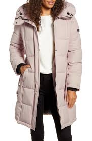 Womens Sam Edelman Pillow Collar Belted Puffer Coat Size