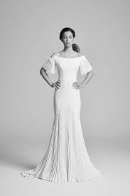 Suzanne Neville Nouveau A Little Something White Crepe Ivory Accordion Pl Suzanne Neville Wedding Dresses Art Nouveau Wedding Dress Pleated Wedding Dresses