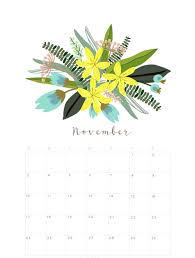 Floral November Calendar 2019 Calendar Monthly Planner November Calendar Calendar Printables