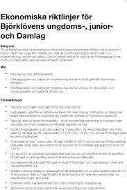 Björklöven är en klassisk hockeyförening och en av sveriges mest omtyckta klubbar. Ekonomiska Riktlinjer For Bjorklovens Ungdoms Junioroch Pdf Gratis Nedladdning