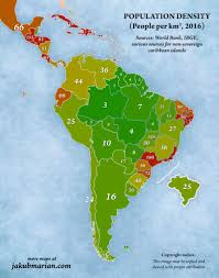 Population Density In South And Central America South American Maps Central America America