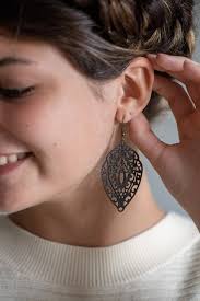 Black Filigree Earrings, Ebony Patina Big Earrings Long Earrings Boho  Fashion Dangle Earrings Hippie Chic Statement Jewelry Lightweight