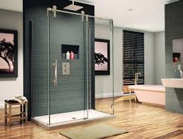 The door panel and track system would have to allow for easy glide so that we could slide our door panel into a very narrow 1″ gap between our tall bathroom storage cabinet and the bathroom wall. Modern Bathroom Perfect Sliding Door For Your Shower