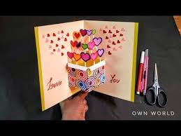 Simple rose pop up card tutorial and template. Handmade Valentine S Day Card Idea Diy Pop Up Card For Valentine S Day Youtube Birthday Card Craft Card Craft Diy Greeting Cards For Birthday