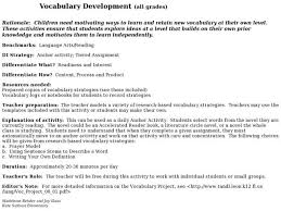 Vocabulary Development Lesson Plan Lesson Planet Vocabulary Development Vocabulary Vocabulary Strategies