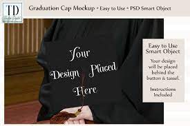 Graduation Cap Mockup A Cap Gown Mockup With Smart Object 247803 Occasions Design Bundles Graduation Cap Cap And Gown Graduation Cap Designs