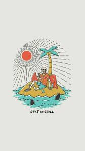 Rest In Chill Graphic Tshirt Design Retro Surf Art Indie Art