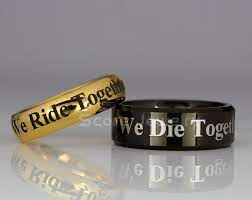 2 Piece Couple Set Tungsten Bands We Ride Together We Die Together Laser Engraved Ring Matching Wedding Bands Promise Rings For Couples Rose Gold Tungsten Band