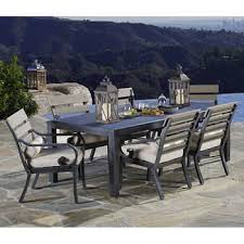 Reserve 7 Piece Dining Set 6 Cushioned Dining Arm Chairs Dining Tablealuminum Frames With Sunb 7 Piece Dining Set Costco Patio Furniture Bistro Chairs Outdoor