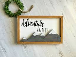Adventure Awaits Sign Mountain Nursery Decor Woodland Nursery Adventure Nursery Decor Wooden Adve Adventure Nursery Decor Nursery Decor Boy Adventure Decor
