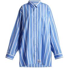Black And White Striped Button Up Shirt Vetements Oversized Striped Cotton Shirt 595 Liked On Polyvore Featuring Tops Blue Strip Oversized Striped Shirt Oversized Button Down Shirt Cotton Shirt