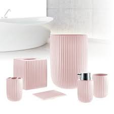 orren ellis manjarrez 6 piece bathroom accessory set wayfair ca pink bathroom accessories pink bathroom decor pink bathroom