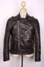 Vtg 1950s Haelson Belted Leather Motorcycle Jacket German Medium Police Jacket Leather Motorcycle Jacket Vintage Leather Jacket