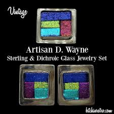 D. Wayne Artisan Sterling Silver & Dichroic Glass Brooch, Pendant & Ea
