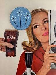 1960s Mid Century Copper Enamel Blue Flower Brooch