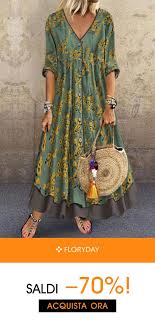 Acquistafloryday a prezzi abbordabili abiti.floryday offre le ultime abiti collezioni per ogni occasione. Vestito Floreale Con Scollo A V Mezza Manica Maxi A Line Vestiti Floreali Abiti Estivi Lunghi Abiti Hippie