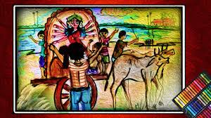 Of u like this vedio plz like and share. Painting Canvas How To Draw Durga Puja Aschee Ma Durga Durga Idol Arrival Speed Drawing With Oil Pastels