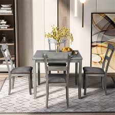 Poker game dining table & chairs furniture; Living Room Wood Dining Set With With 4 Chairs Bar Breakfast Nook 5 Piece Industrial Style Dining Table Set Table Chair Sets Home Kitchen Svanimal Com