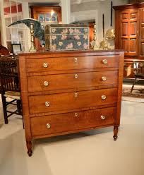 Beautiful antique maple chest of drawers, all wood, three drawers with dovetail joints slide smooth, high quality craftsmanship. Federal Cherry Tiger Maple Chest Raymond James Antiques