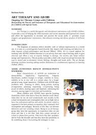 Kids with adhd are so used to being chastised and can be more responsive to a correction when it's not directed at them personally. Pdf Art Therapy And Adhd