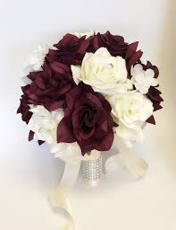 From carnations to dahlias and peonies, we have several burgundy wedding flowers that match any type of color palette. Artificial Rose Hydrangea Bouquet Deep Burgundy Wine Ivory Wedding Theme Ebay