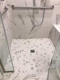 Statuario Marble Look Porcelain Shower Tile Shower Tile Mosaic Shower Floor Statuario Marble