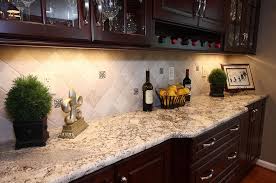 Ivory Tumbled Travertine 4 X 4 Diamond Pattern With Metal Accents Modern Kitchen Backsplash Espresso Kitchen Cabinets Tuscan Kitchen