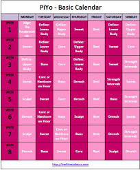 piyo workout calendar and schedule to