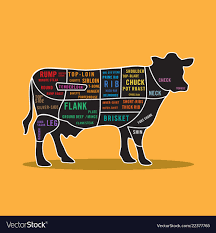 map of beef steak cuts cow infographic