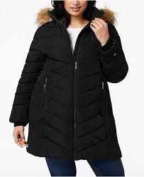 plus size faux fur trim hooded puffer coat created for macys