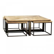 Industrial Chic Drayton Coffee Table In Natural Finish Nesting Coffee Tables Coffee Table Square Coffee Table
