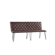 Maybe you are opting for a dining bench with industrial style? Studded Back Brown Leather Upholstered Traditional Dining Table Bench 180cm Hairpin Legs