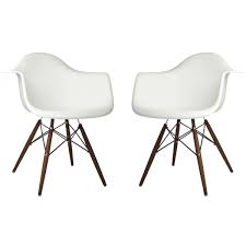 4 black chair glides | replacement eames eiffel style furniture feet. Set Of 2 Eames Style Daw Molded White Plastic Dining Armchair With Dark Walnut Wood Eiffel