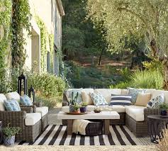 Fabien Synthetic Indoor Outdoor Rug Black Multi Wicker Patio Furniture Best Outdoor Furniture Pottery Barn Outdoor