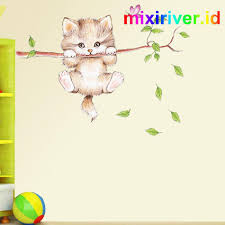 Stiker Dinding Wallpaper Desain Kartun Cabang Kucing Lucu Shopee Indonesia
