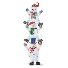 Home Accents Holiday 7 Ft Icicle Shimmer Led Stacked Snowmen Ty416 2011 The Home Depot In 2020 Outdoor Christmas Presents Outdoor Christmas Christmas Yard Decorations