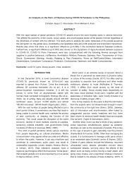 Free samples and examples of essays, homeworks and any papers. Pdf An Analysis On The Panic Of Filipinos During Covid 19 Pandemic In The Philippines