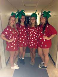 Diy Cute And Easy Strawberry Halloween Costume Fruit Costumes Halloween Costumes Costumes