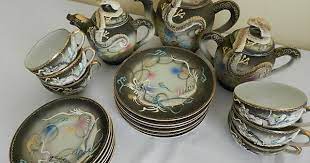 Vintage 24 Pc Dragon Ware Tea Set Japan Lithophane Geisha In Cups Ebay Tea Sets Vintage Dragon Tea China Tea Sets