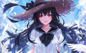 A wide variety of hair hat options are available to you custom logo 100% cotton hats plain natural hair ponytail baseball hat for black queens proud of my melanin. Hd Wallpaper Anime Original Black Hair Girl Hat Red Eyes Wallpaper Flare