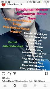 (saya meminta maaf telah telat, macet sekali tadi). Pilih Jokowi Masuk Surga Yang Lain Masuk Neraka Farhat Abbas Saya Minta Maaf Bagi Sebagian Orang Yang Gagal Paham Orbit Digital