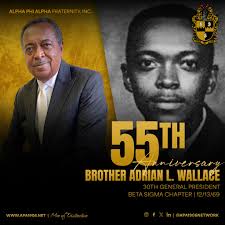 Alpha Phi Alpha Fraternity, Inc. would like to extend a special Happy 55th  Alphaversary to our 30th General President Brother Adrian L. Wallace!⁠ ⁠  Please share.⁠ ⁠ #APA1906Network #MenOfDistinction #ServantsOfAll⁠  #HappyAlphaversary