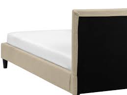 Fodera letto contenitore / copri testata letto velluto cotone copertura testata letto. Fodera In Tessuto Beige Per Il Letto 160 X 200 Cm Fitou Beliani It